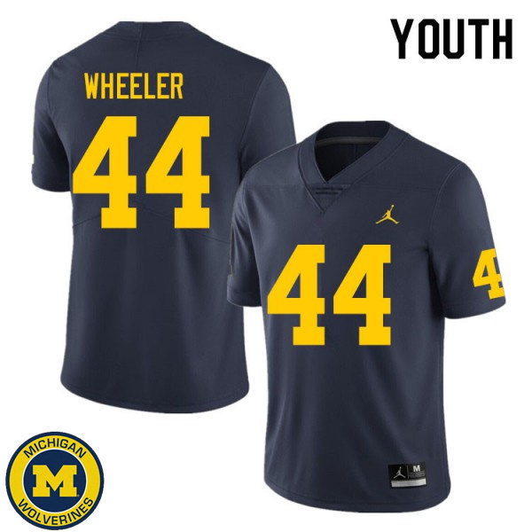 Youth Michigan Wolverines #44 Cornell Wheeler Navy Replica Game Jersey